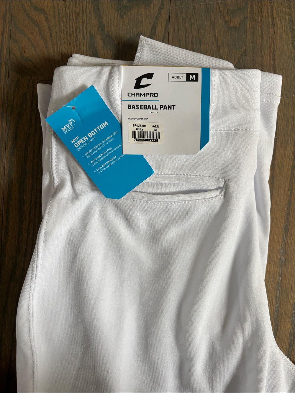 Champro Adult White Baseball Pants - Open Bottom
